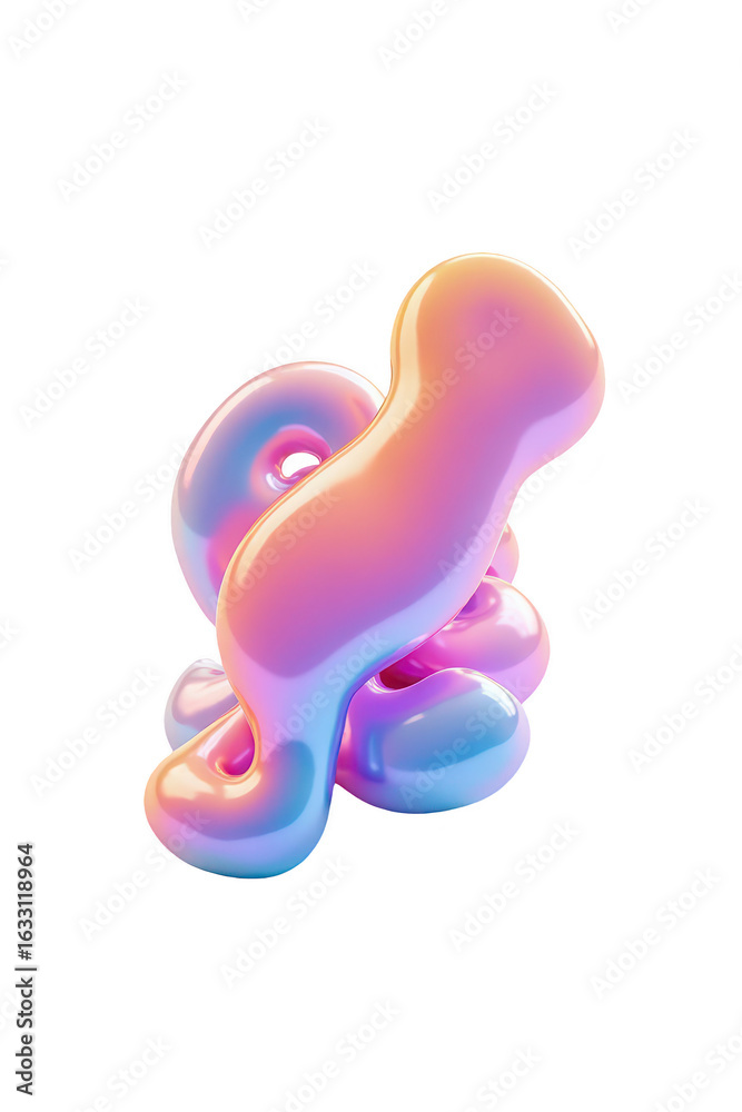 Fototapeta premium Abstract shape composed of flowing, iridescent forms.