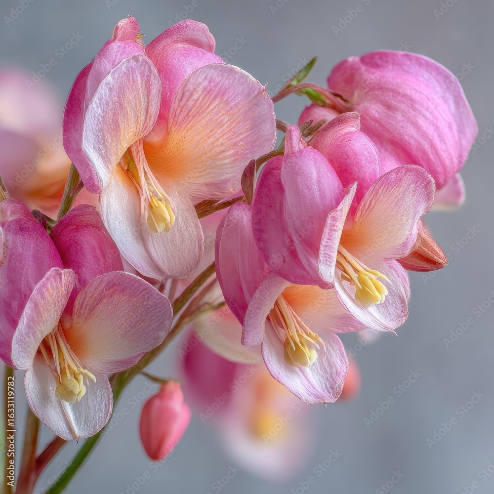 Fototapeta premium Close-up of delicate pink flowers with soft, blurred background