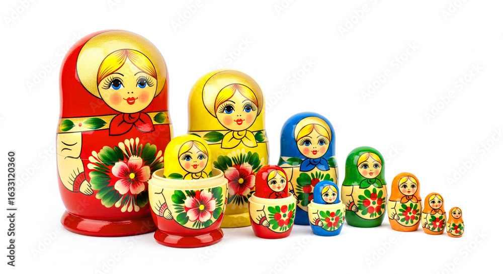 Fototapeta premium Matryoshka, a colorful traditional Russian nesting doll