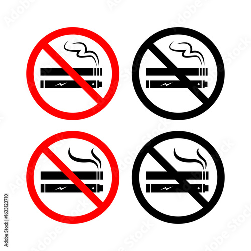 No smoking. No vaping combined sign. High resolution vector icon illustration eps file red and black. prohibition area to smoke
