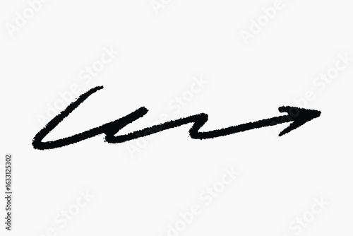 Black scribble arrow on white illustration vector