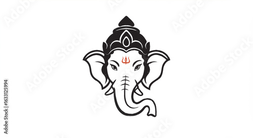 Simple and modern sketch logo of Lord Ganesha’s face inspired by Hindu Indian culture.