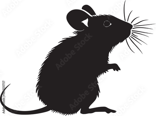 A black silhouette of a mouse against a white background.