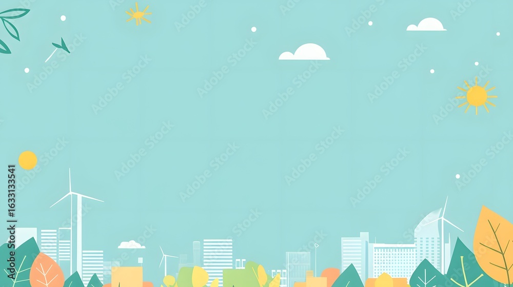 Fototapeta premium Cityscape with nature elements in pastel colors.