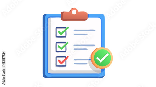Checklist clipboard task management to do list survey form with checkmarks and approval icon design
