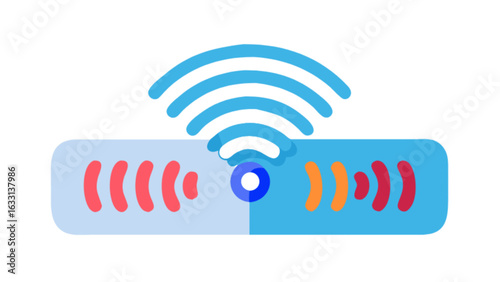 Illustration of wifi router wireless internet connection signal network technology for home office use