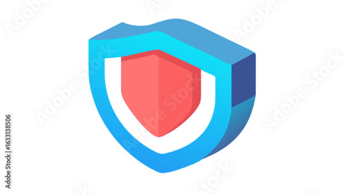 Isometric security shield icon vector illustration for protection and antivirus concept design element