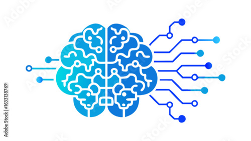 Artificial intelligence brain with circuit connections concept for technology and innovation design