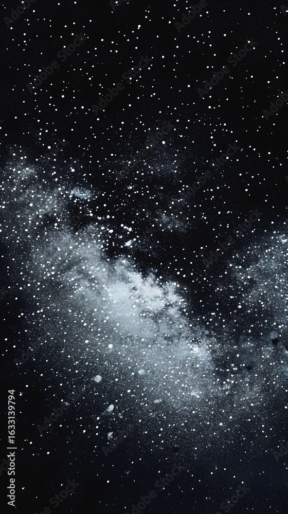 Fototapeta premium Starry sky background, black night sky full of stars, glowing stars in the dark space, starry background, dark night, stars in the distance, starlight, dark background with a black glow, night sky. 