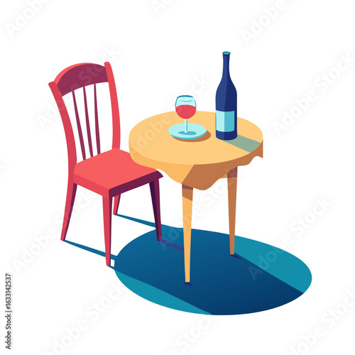 Minimalist Table Setting with Single Chair and Shadow