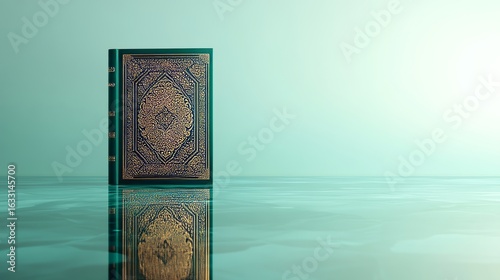 Close-Up of Islamic Holy Book with Ornamental Details