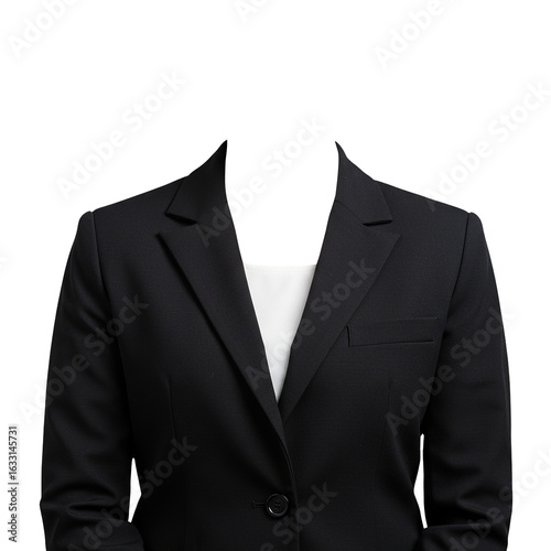Women black suit formal id photo on Transparent Background PNG Generative AI