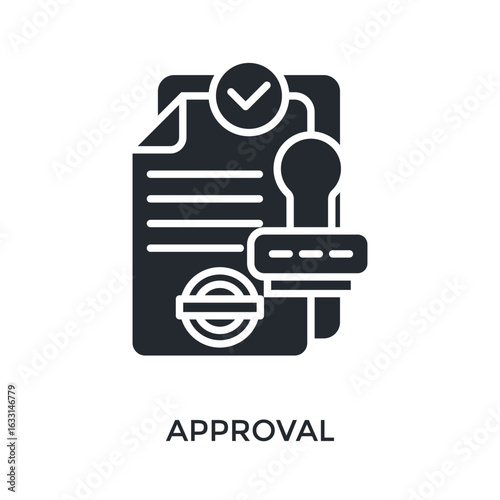Approval Icon Glyph Style. Vector Illustration For Graphic Design