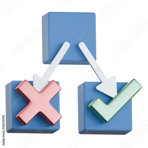 Conditional Logic Flow 3D Icon Colorful Design