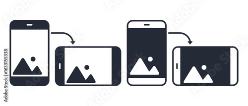 Image rotation on phone icon. Illustration vector