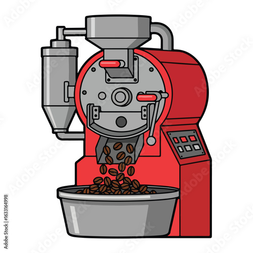 Coffee roasting machine illustration graphic design