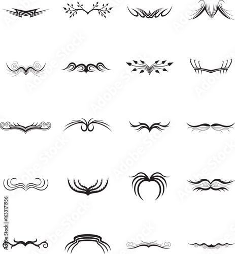 Collection of stylized flame designs; black, graphic, tribal, fire icons.