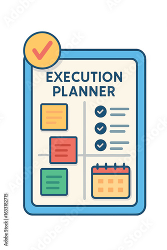 Execution planner with colorful checklists and calendar layout execution planner board