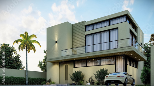 3D illustration of a chic two-story villa 2