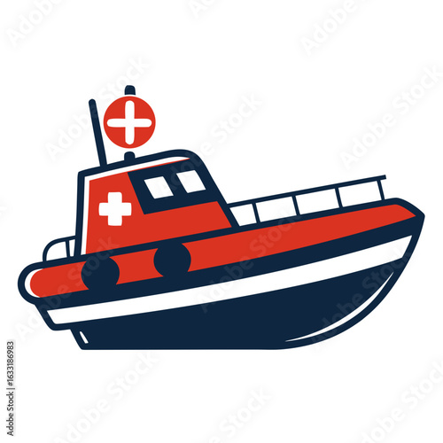 Rescue Boat Humanitarian Silhouette Icon on Transparent Background