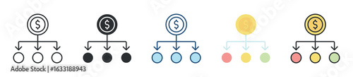 Diversification Icon Set Multiple Style Collection