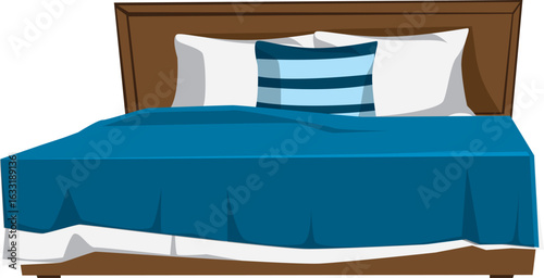 Front View Bed Interior Design Vector