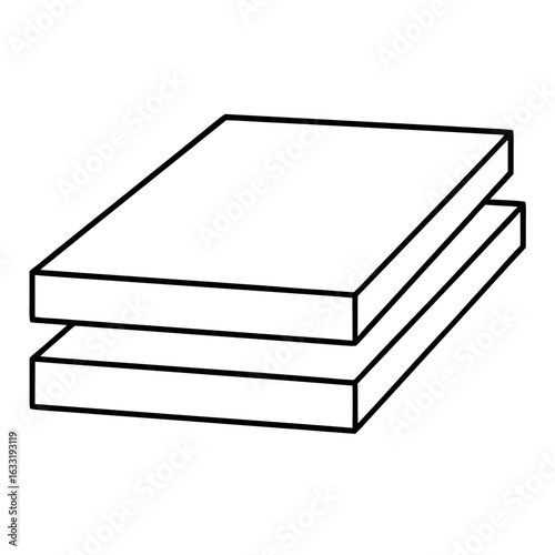Minimalist illustration of stacked drywall sheets or wall boards in a clean modern design