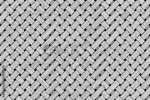 Hand Woven Basket Texture with Gray and White Pattern Background