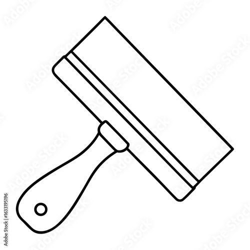 Illustration of a wide putty knife scraper with a classic wooden handle for renovation and painting tasks