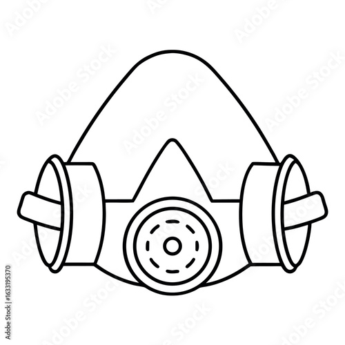 Clean outline graphic of a filtered face mask representing respiratory protection and health safety measures