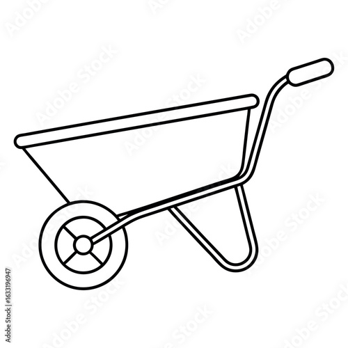 Simple single wheeled garden barrow illustration a basic tool for moving materials outdoors