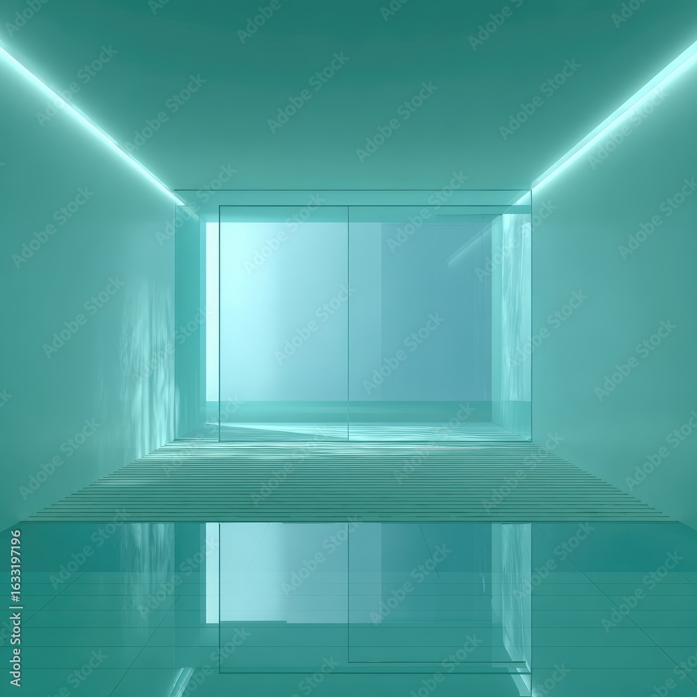 Fototapeta premium Empty, mint green, minimalist room