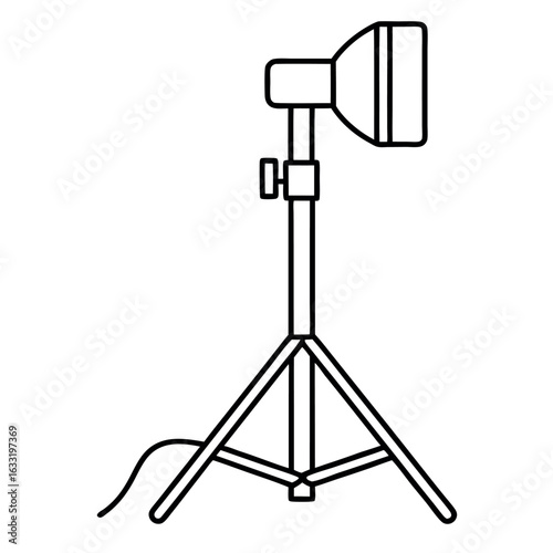 Illuminating tripod stand with bright floodlight for outdoor and work projects