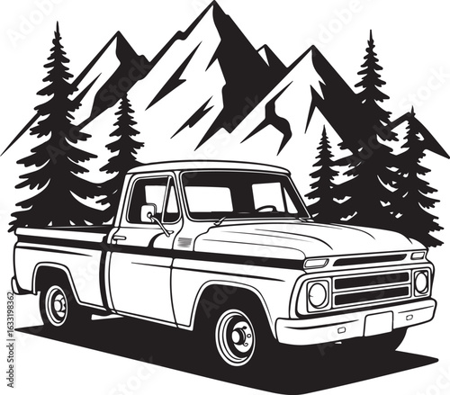 retro car in the mountains