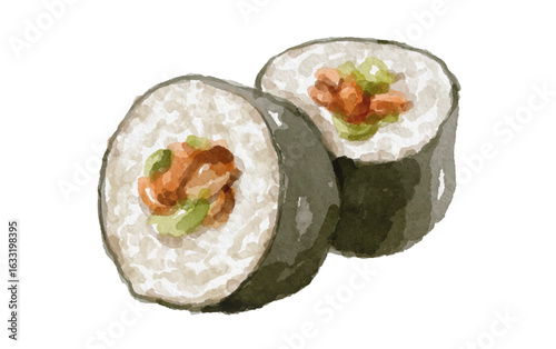 Hand painted watercolor sushi isolated