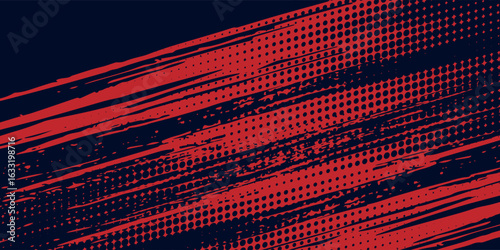 Red abstract halftone dots blue color pattern gradient grunge texture background art modern