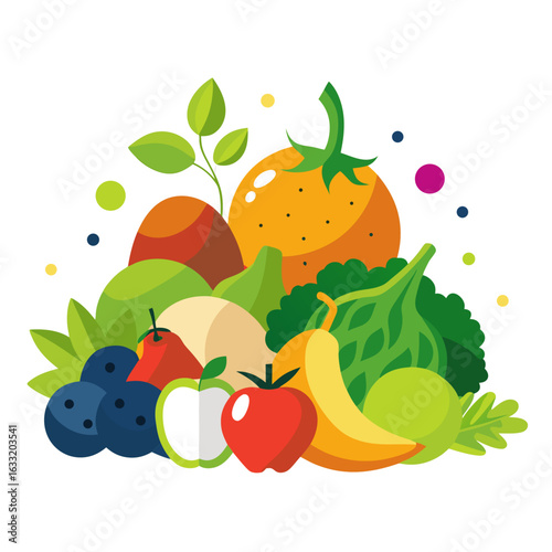 Minimalist Vector of Fresh and Spoiling Fruits and Vegetables for Food Waste Awareness