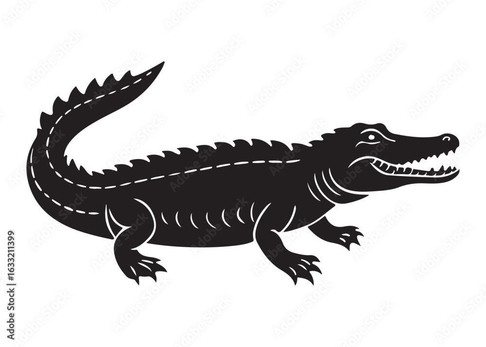 Fototapeta premium Black Crocodile Silhouette Vector.