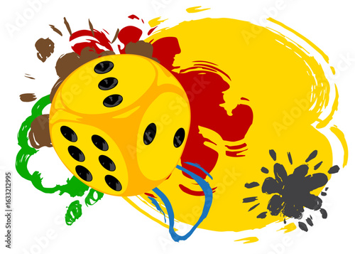 Dice graffiti. Abstract modern street art decoration performed in urban painting style.