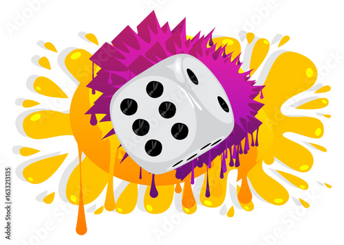 Dice graffiti. Abstract modern street art decoration performed in urban painting style.