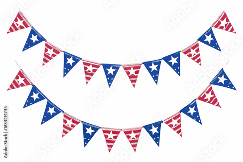 patriotic bunting flags with red white and blue colors and white stars