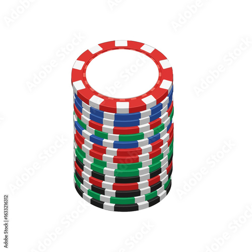 A stack of colorful casino poker chips, ready for a game.