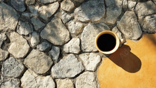 Coffee cup on stone patio (1)