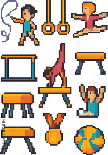 gymnastict pixel art, eps 10 illustration