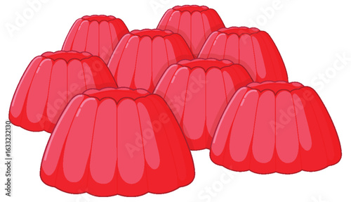 Red Gelatin Dessert Cups in Group Arrangement