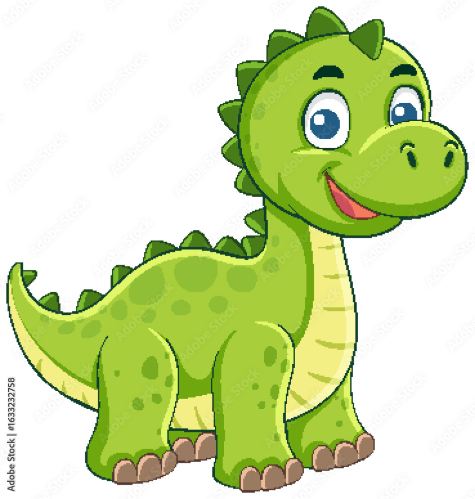 Fototapeta premium Cute Green Dinosaur Cartoon Vector Illustration
