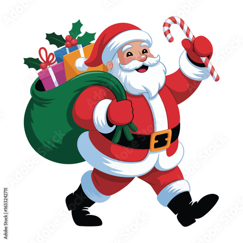 Funny cartoon Christmas Santa vector illustration