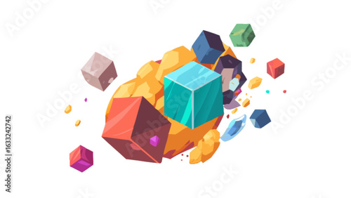 Abstract floating cubes illustration design for modern art and geometric shapes backgrounds and wallpaper use
