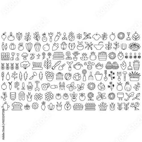 Vector icons doodle sketch hand drawn illustration set collection for food business internet web design seamless pattern