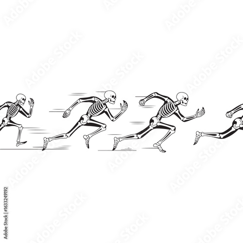 Silhouettes of men and women runners on a running track vector illustration